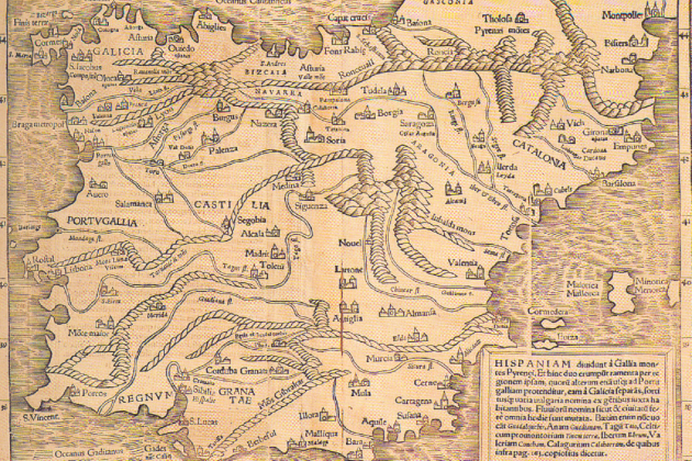 Mapa de la península ibčrica. Principis del segle XVI. Font Junta de Andalucia