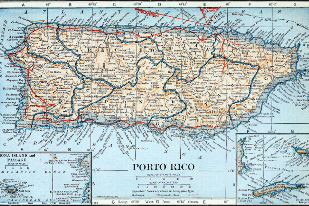 Els catalans de Puerto Rico passen a administració nord americana. Mapa nord americà de Puerto Rico (1921). Font Collier's New Encyclopedia