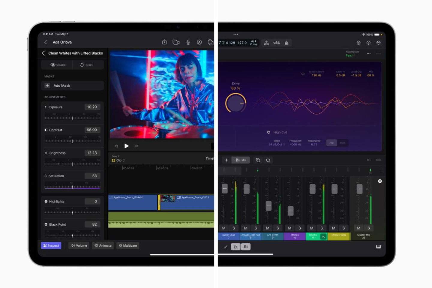 Final Cut Pro i Logic Pro s'actualitzen per tot l'alt per a l'iPad