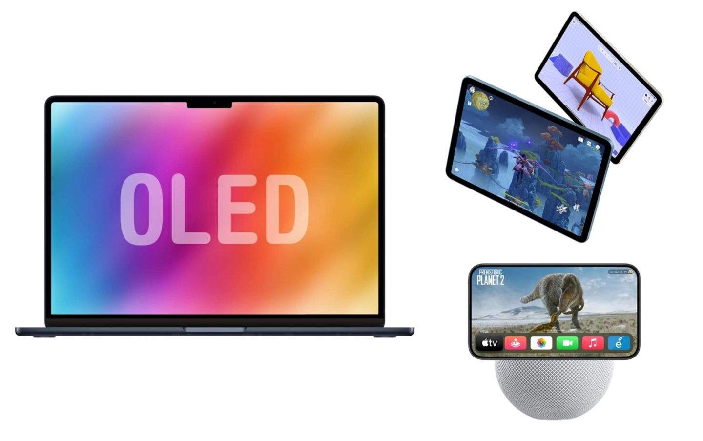 Apple planea usar pantallas OLED en todos sus dispositivos: MacBook Pro y Air, iPad mini, HomePod y más