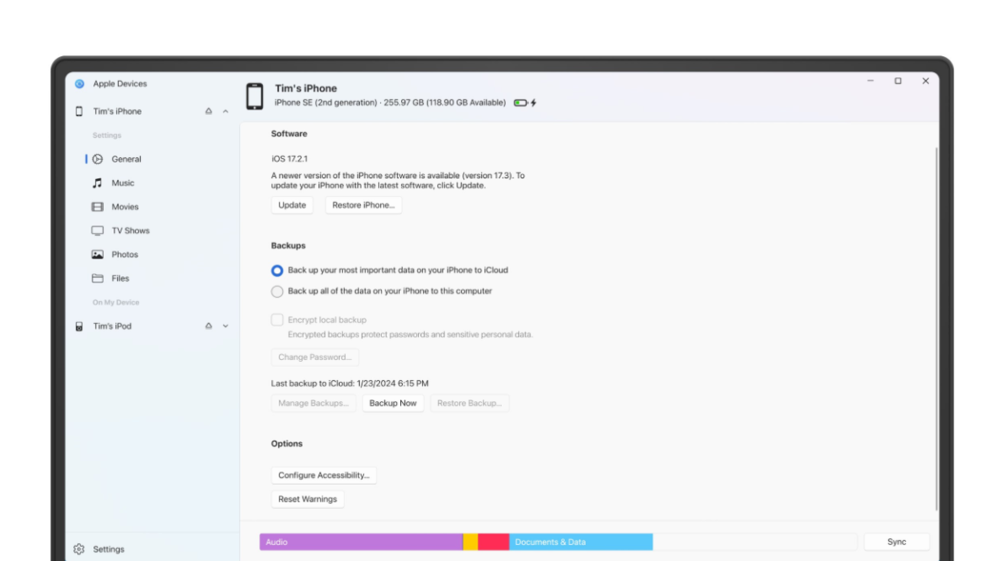 Tot sobre l'app Dispositius Apple disponible per a ordinadors amb Windows