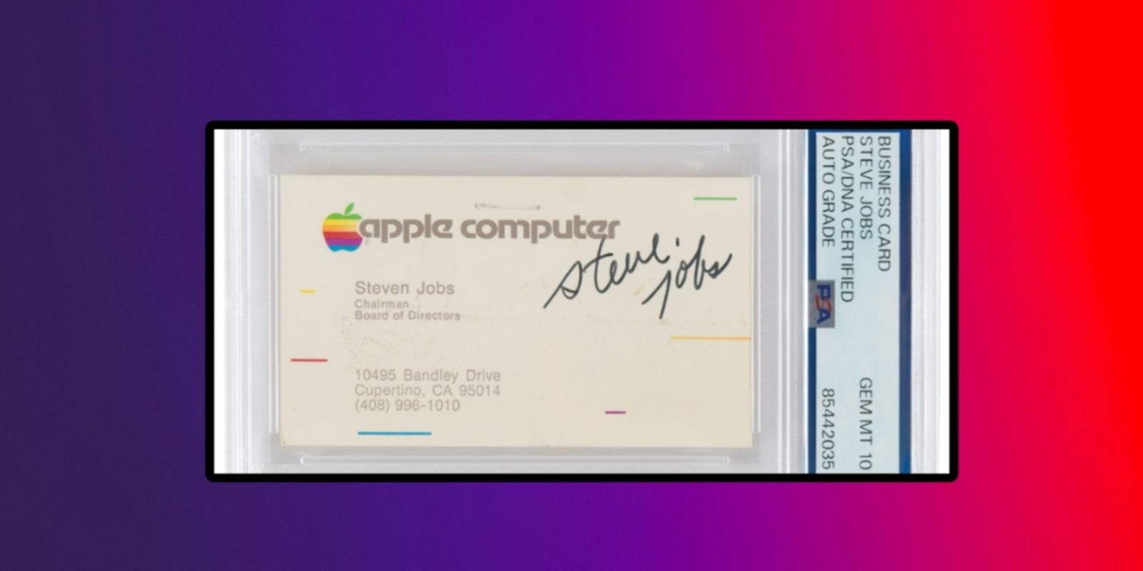 Subhasten una targeta d'Apple Computer signada per Steve Jobs per més de 100.000$