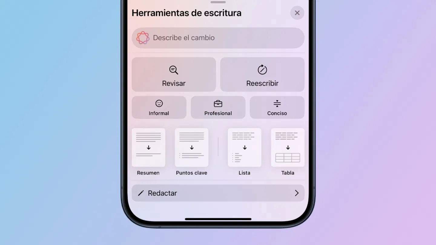 Herramientas de escritura: cómo generar y modificar textos con Apple Intelligence en iPhone y iPad