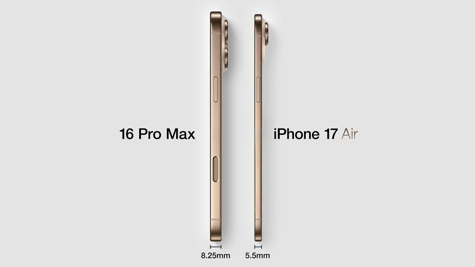 El iPhone 17 Air es sorprendentemente delgado comparado con los iPhone 16