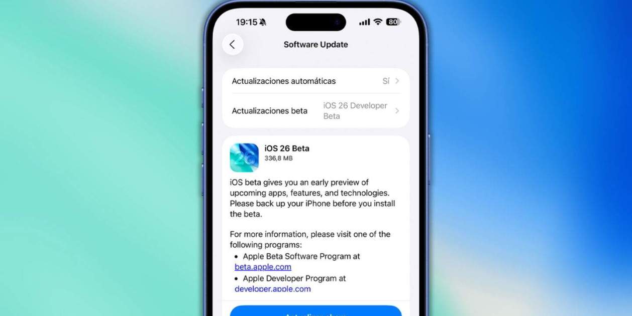 Apple lanza una actualización de iOS 26 beta 1 para el iPhone