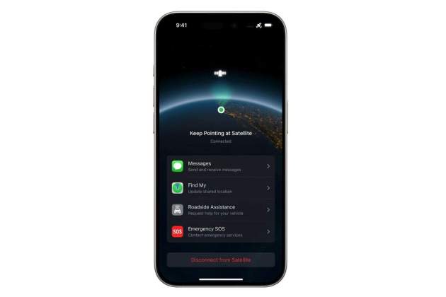 iPhone connectat a un satèl·lit per utilitzar Emergència SOS i altres funcions iPhone connectat a un satèl·lit per utilitzar Emergència SOS i altres funcions