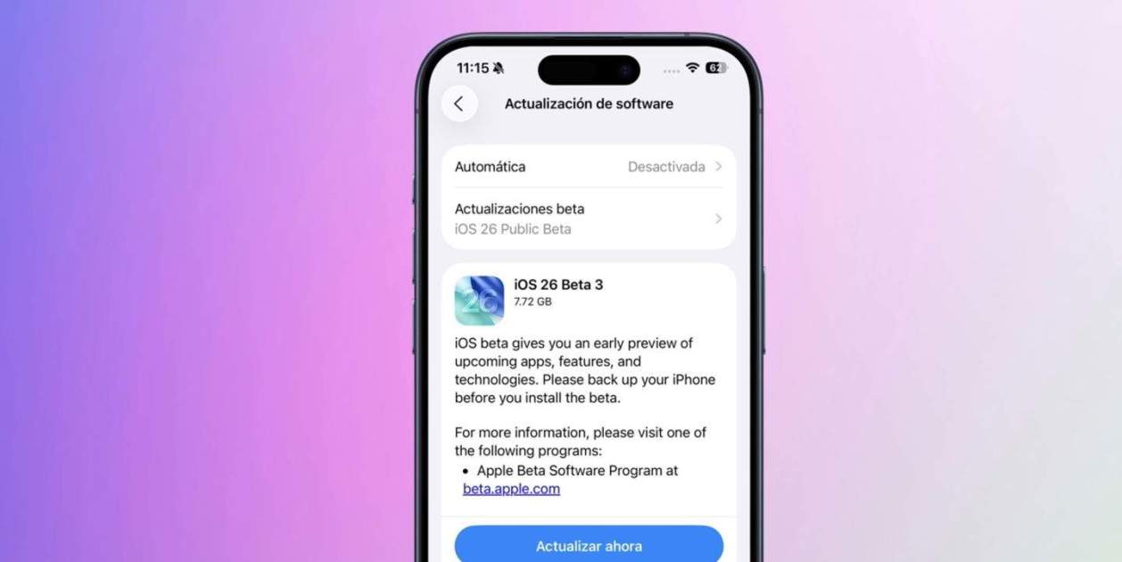 Apple lanza la tercera beta pública de iOS 26