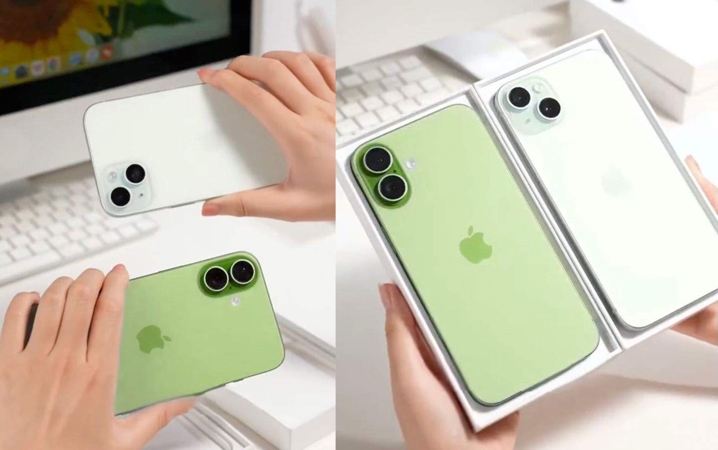 Comparan en vídeo el iPhone 17 verde con el iPhone 15 verde. Son colores muy diferentes