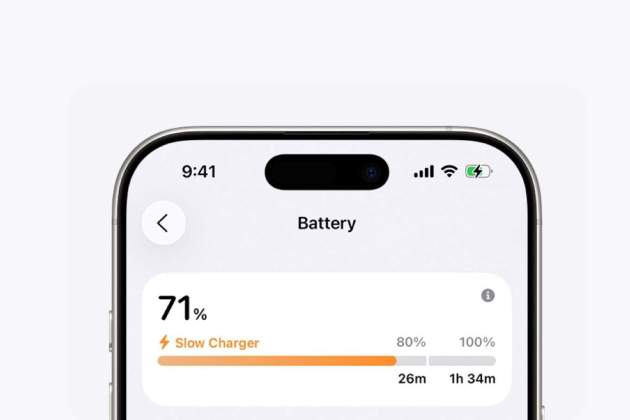 Carga lenta detectada en la sección Batería del iPhone