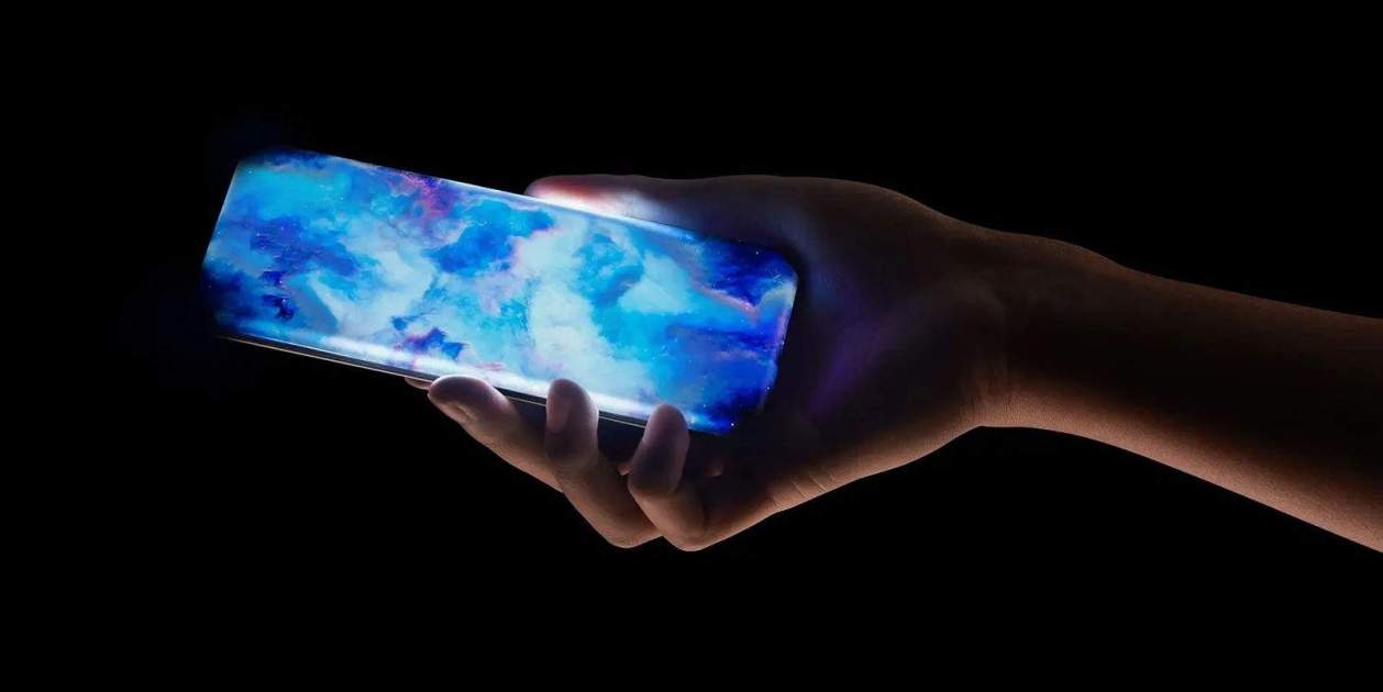 Concepto de un iPhone todo pantalla con acabado cristal