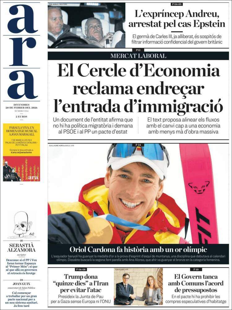 'Ara', 20 de febrer de 2026