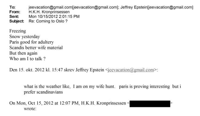 Correu de Mette Marit a Epstein x Departament de Justícia