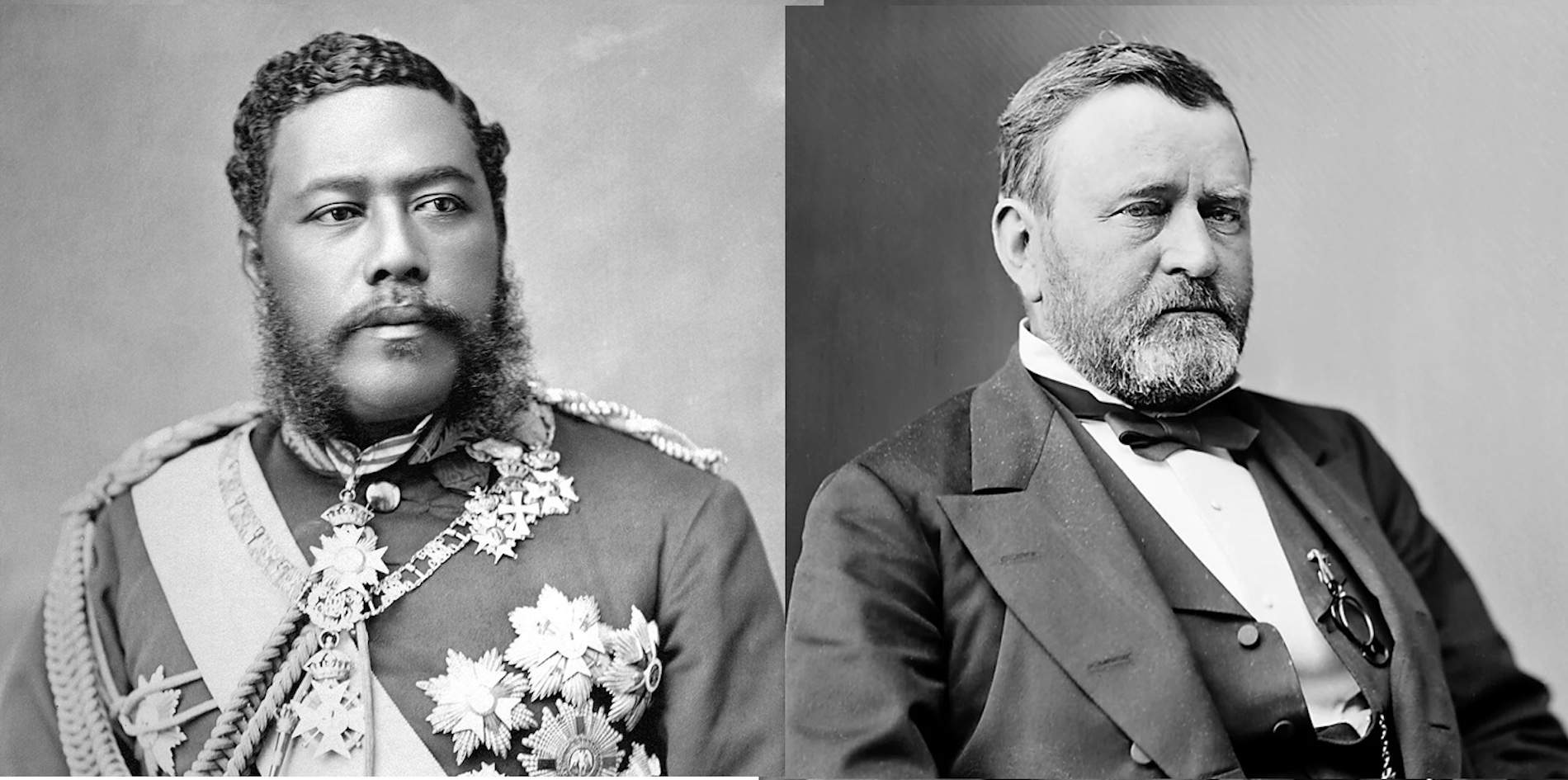El rey Kalakaua y el presidente Grant. Fuente Archivos Estatales de Hawái y Biblioteca del Congreso de los Estados Unidos El rey Kalakaua y el presidente Grant. Fuente Archivos Estatales de Hawái y Biblioteca del Congreso de los Estados Unidos