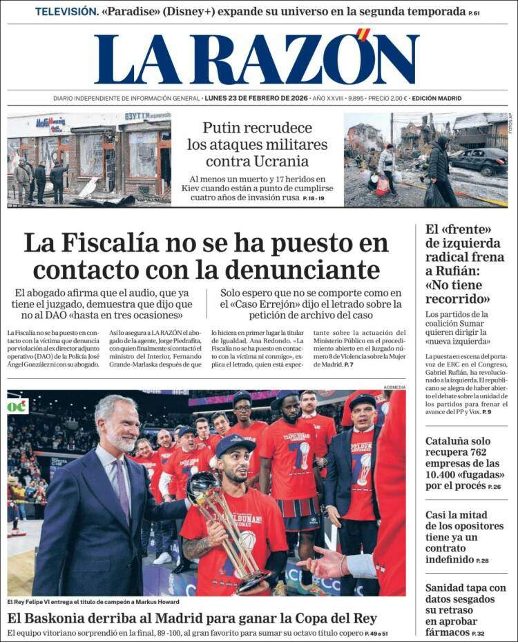 'La Razón', 23 de febrero de 2026