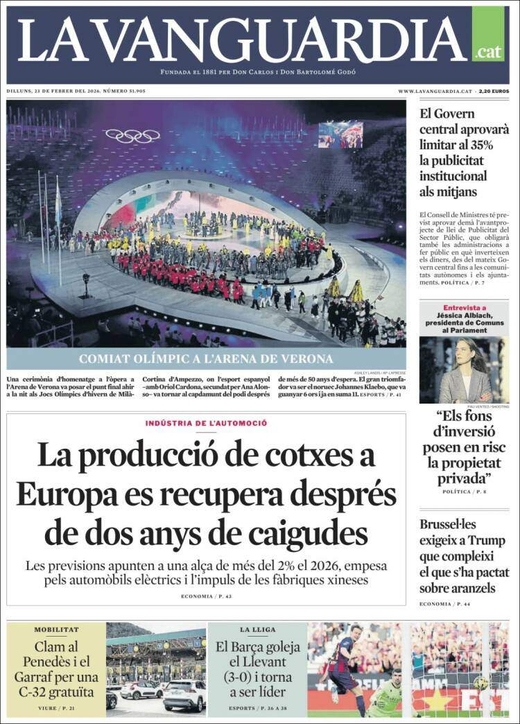 'La Vanguardia', 23 de febrero de 2026