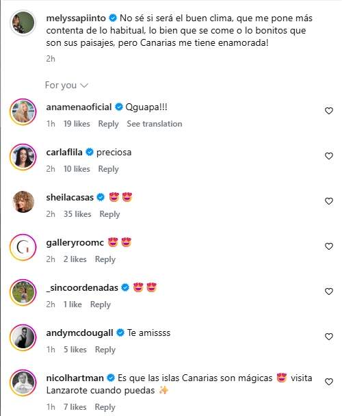 Els comentaris a l'última foto de Melyssa Pinto   Instagram