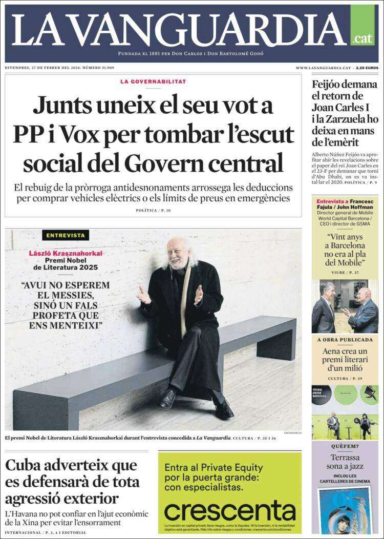 'La Vanguardia', 27 de febrer de 2026