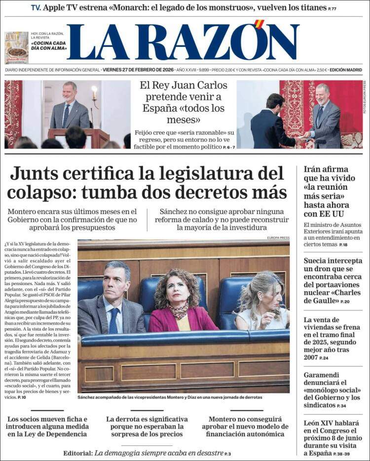 'La Razón', 27 de febrer de 2026