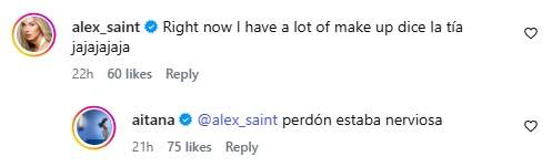 Comentaris Alex Saint i Aitana   Instagram