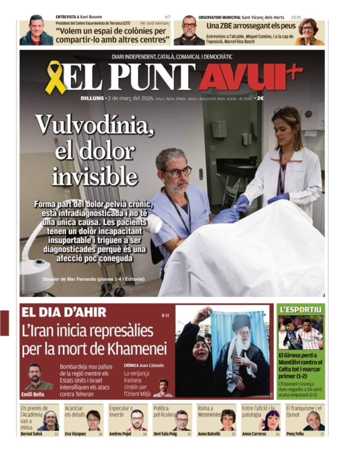 'Punt Avui', 2 de març de 2026