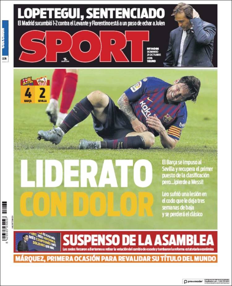 Sport Portada 21 10 2018 Sport Portada 21 10 2018