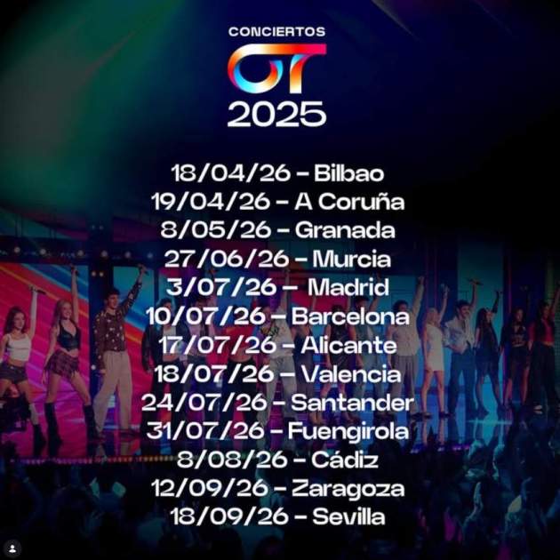 Cartel de la gira de OT 2025 Instagram Cartel de la gira de OT 2025 Instagram