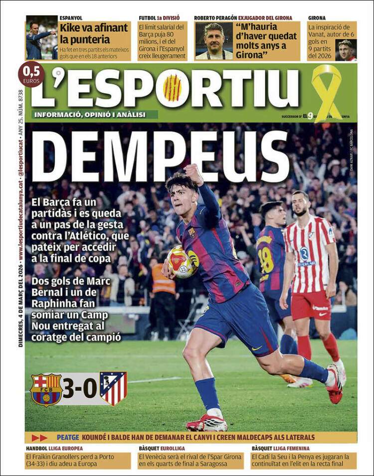 Portada l'Esportiu 04 03 2026 Portada l'Esportiu 04 03 2026