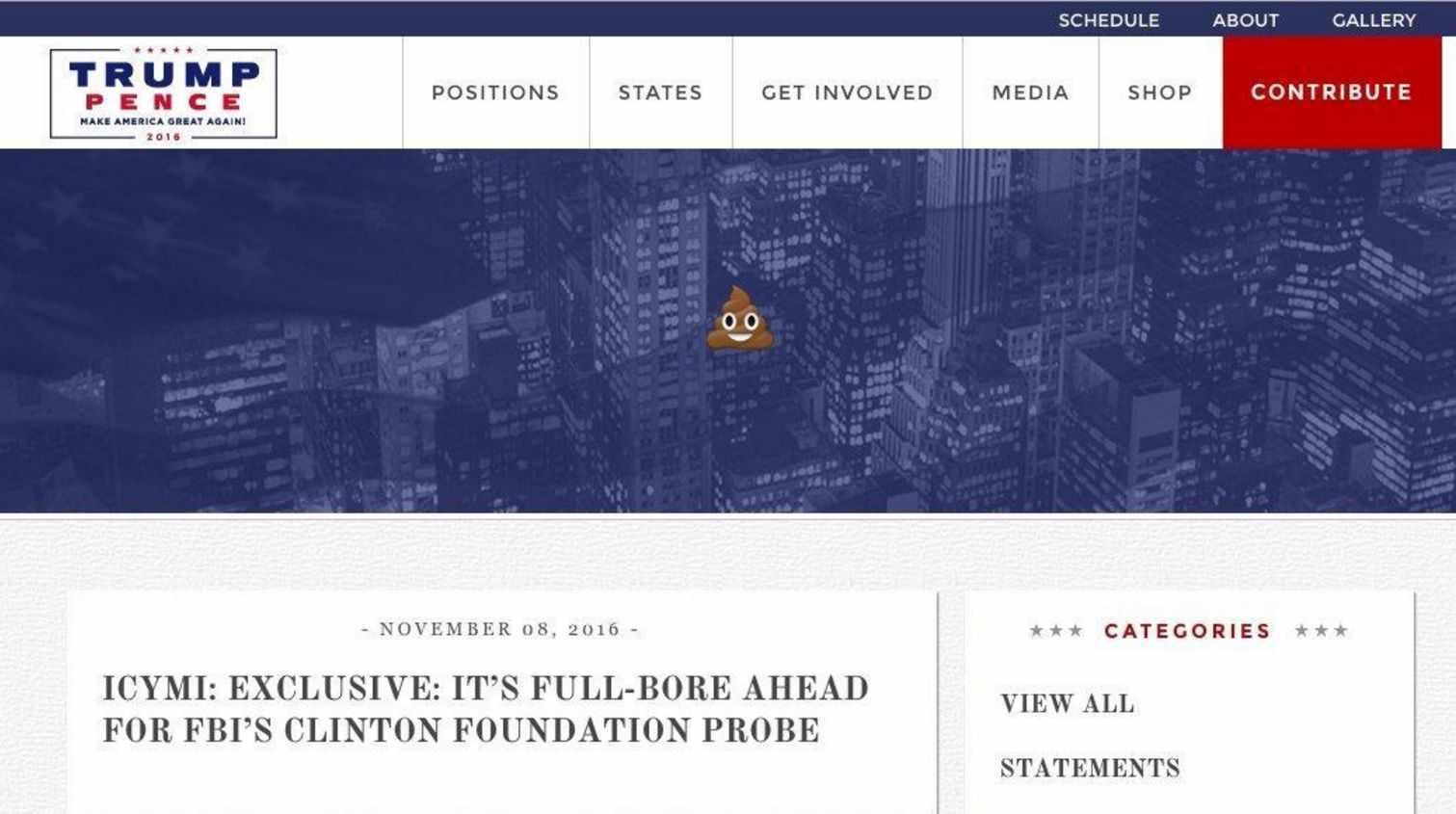 'Hackegen' el web de la campanya de Trump durant hores