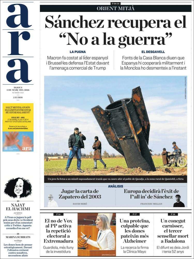 'Ara', 5 de març de 2026 'Ara', 5 de març de 2026