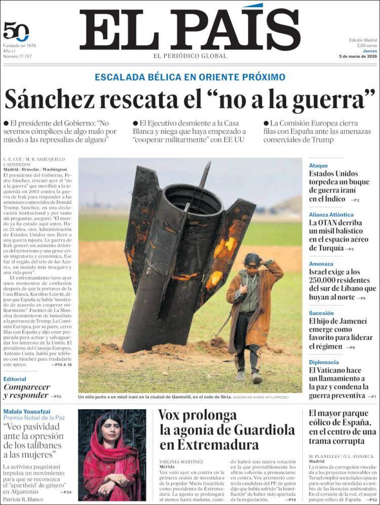 'El País', 5 de març de 2026 'El País', 5 de març de 2026