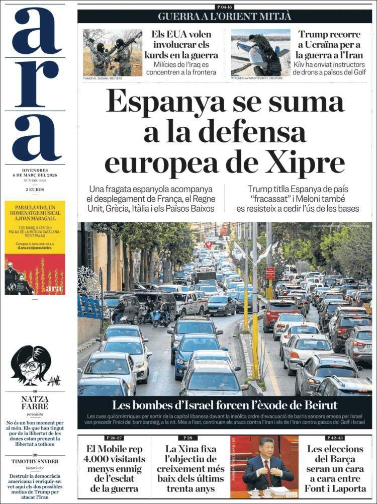 'Ara', 6 de març de 2026