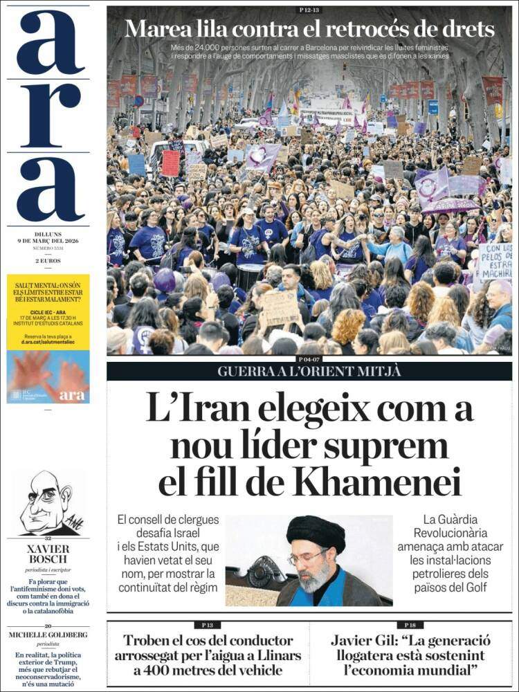 'Ara', 9 de març de 2026