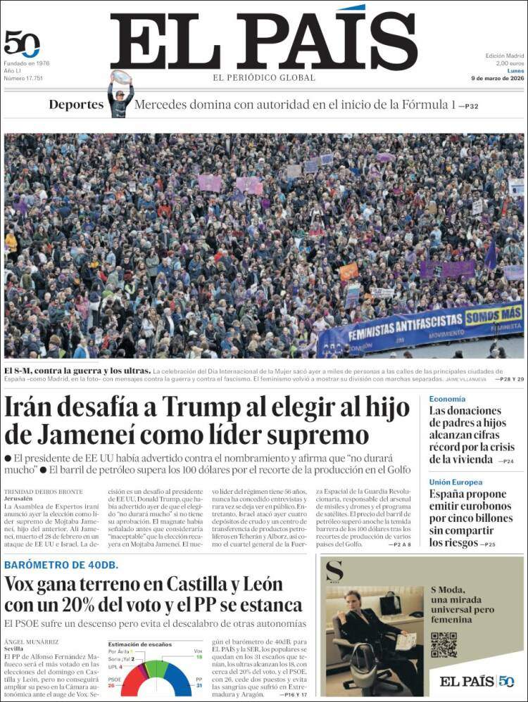 'El País', 9 de març de 2026