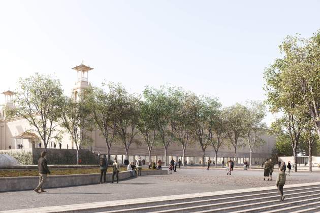 01 Palacio Victoria Eugenia, vista exterior del acceso al Nuevo MNAC