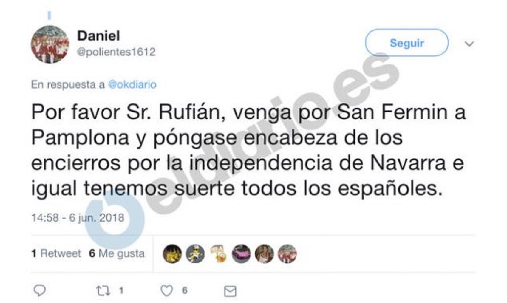 El jefe de la Polícia Nacional de Navarra insulta a independentistas en Twitter