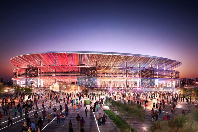 Nuevo Camp Nou FACHADA TRIBUNA NOCTURNA