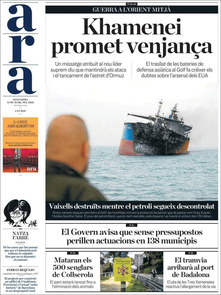 'Ara', 13 de marzo de 2026