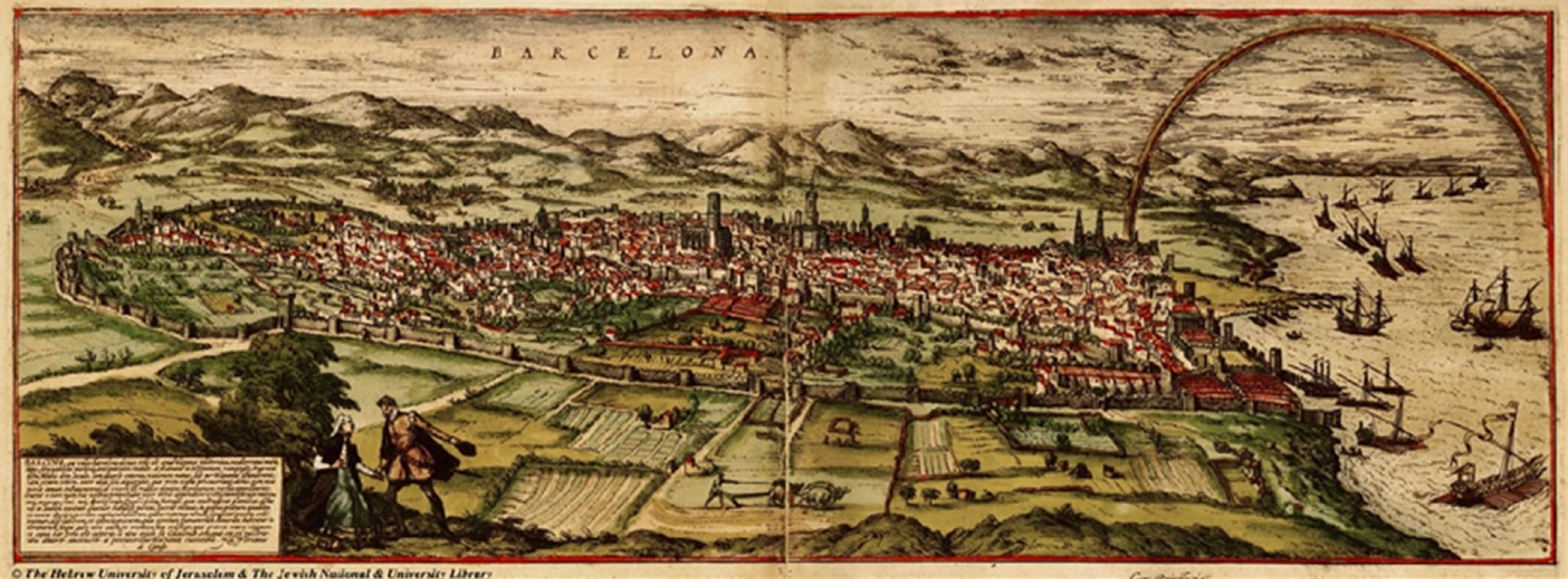 Imagen de Barcelona a mediados del siglo XVI. Fuente Instituto Cartográfico de Cataluña