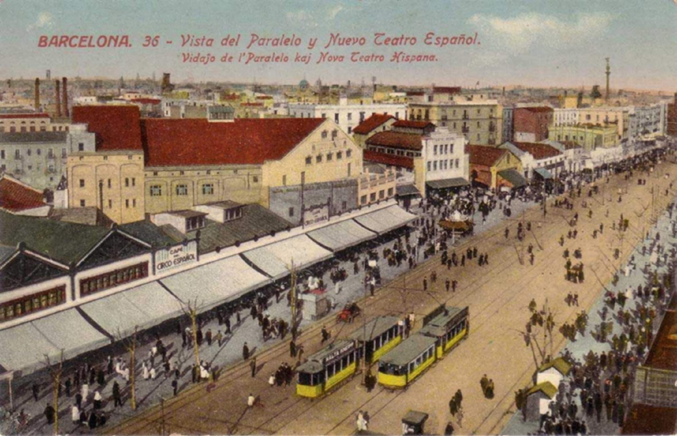Barcelona. Avenida Paralelo (principio del siglo XX). Fuente Pinterest