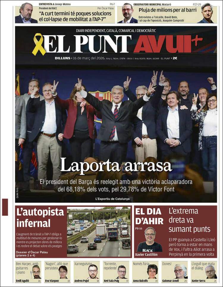 'El Punt Avui', 16 de març de 2026 'El Punt Avui', 16 de març de 2026