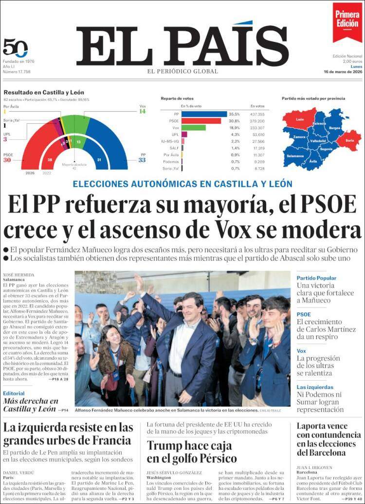 'El País', 16 de març de 2026 'El País', 16 de març de 2026