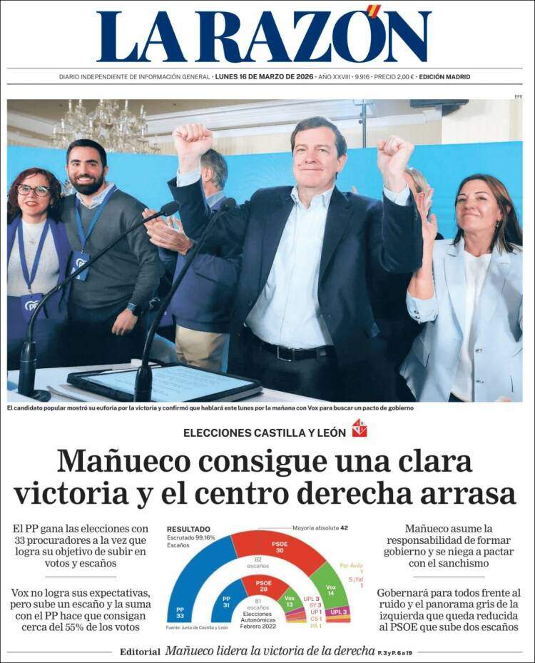 'La Razón', 16 de març de 2026 'La Razón', 16 de març de 2026