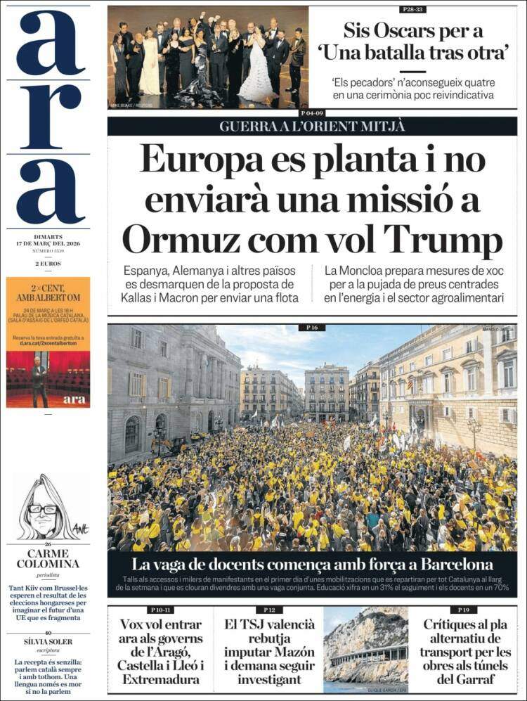 'Ara', 17 de marzo de 2026