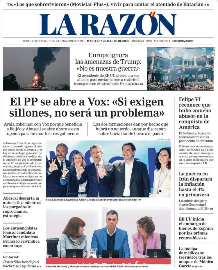 'La Razón', 17 de marzo de 2026