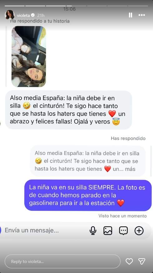 La resposta de Violeta sobre la foto / Instagram