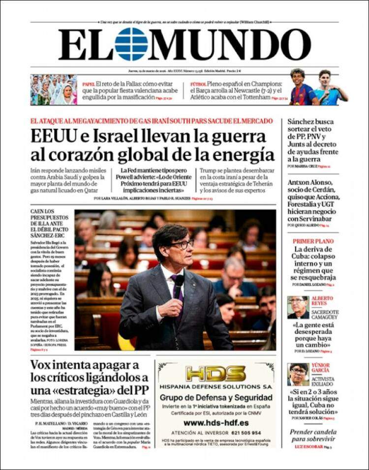 'El Mundo', 19 de març de 2026