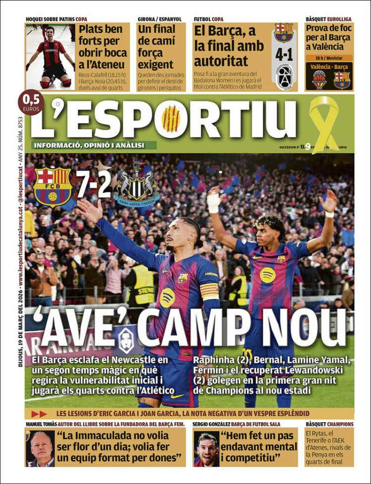 L'Esportiu portada 19 03 2026