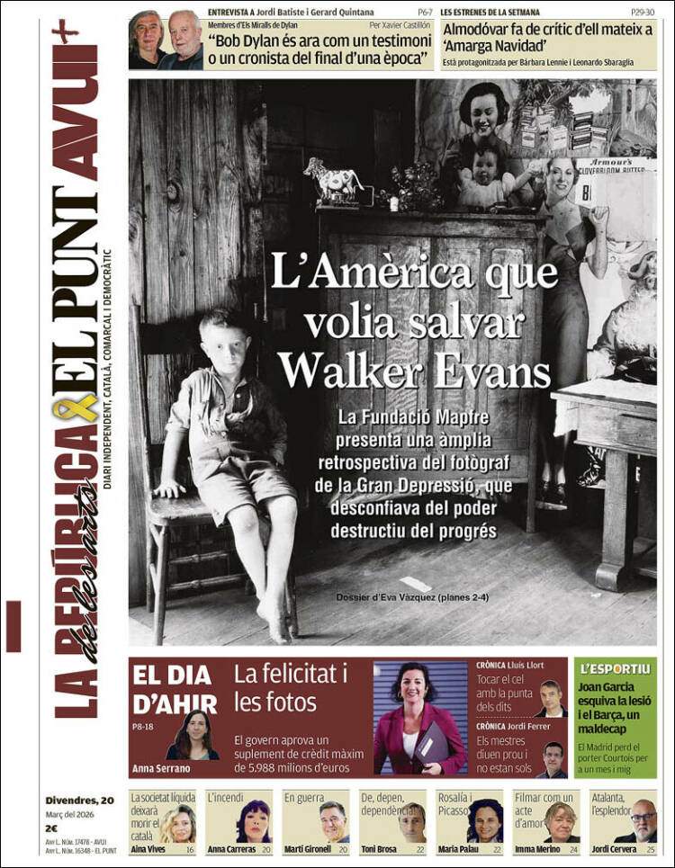 'El Punt Avui', 20 de març de 2026