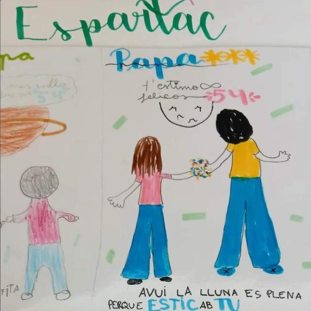 El dibuix dels fills d'Espartac Peran pel seu aniversari / Instagram