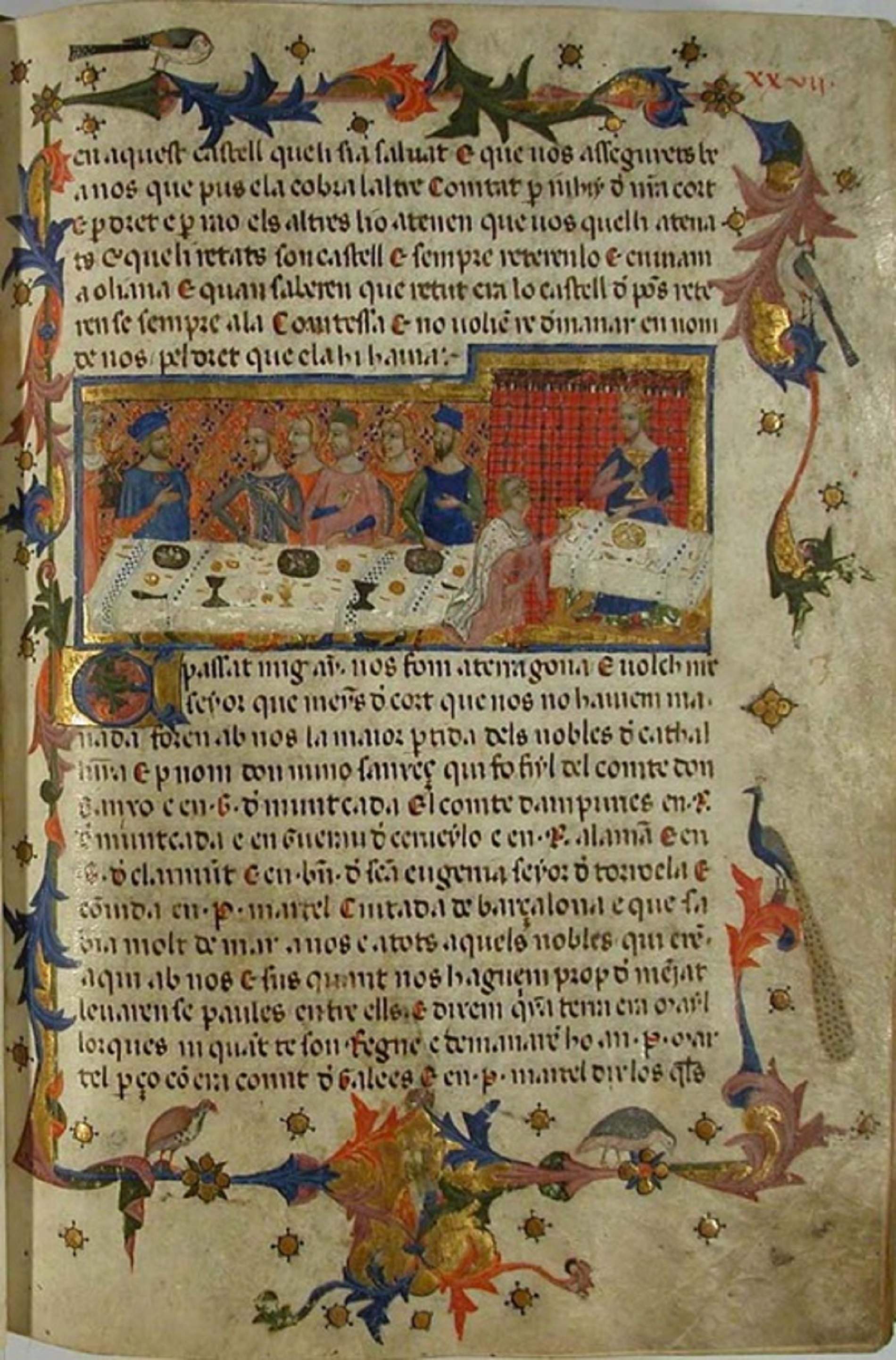 Llibre dels Fets. Crònica de Jaume I. Sopar de Tarragona. Font Biblioteca de Catalunya